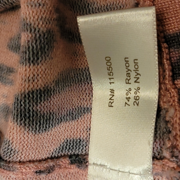Boston Proper animal print, collar draped sweater. Size XS. Pink, grey, black - Picture 9 of 11